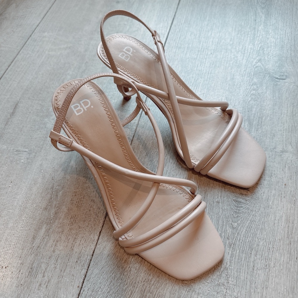 bp Strappy Square-Toe Slingback Heels in Nude Pink